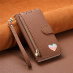 Portafoglio con cerniera a forma di cuore fantasy, custodia per telefono in pelle vegana con cinturino, For Samsung Galaxy A13