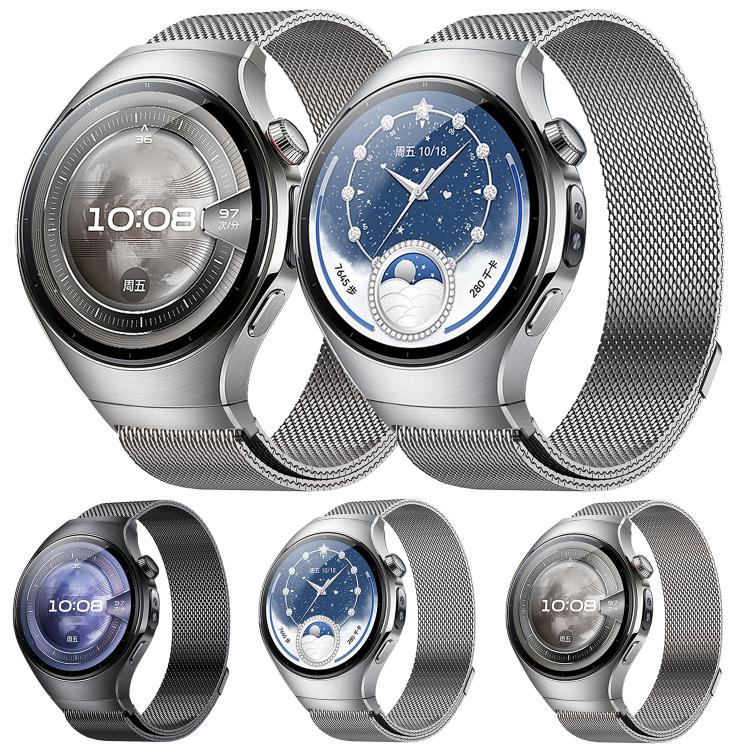 Pulsante Interfaccia senza soluzione di continuità Cinturino per orologio Milanese magnetico in acciaio inossidabile, For Huawei Watch 5 46mm