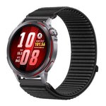 Cinturino per orologio in nylon intrecciato con chiusura a strappo e interfaccia metallica., For Huawei Watch GT Runner 2