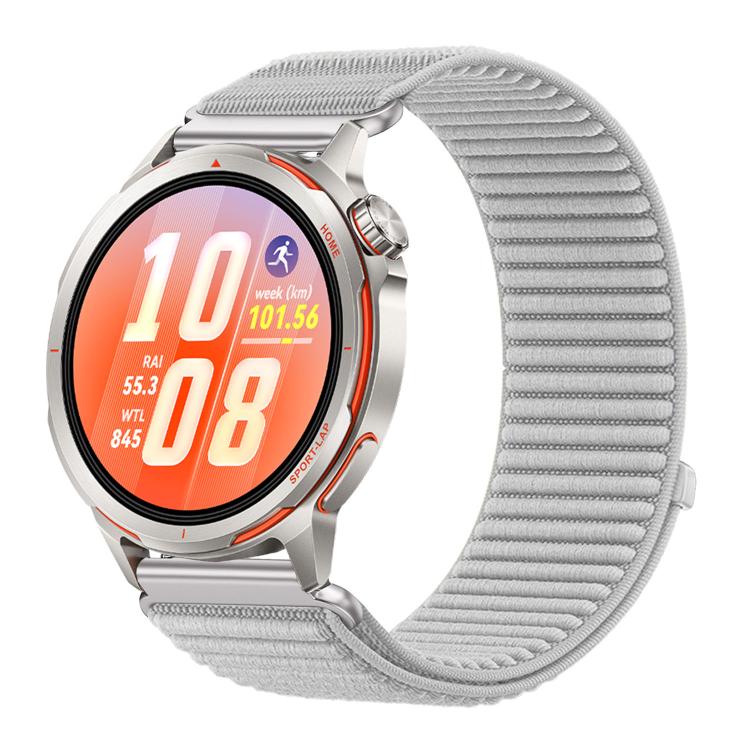 Cinturino per orologio in nylon intrecciato con chiusura a strappo e interfaccia metallica., For Huawei Watch GT Runner 2