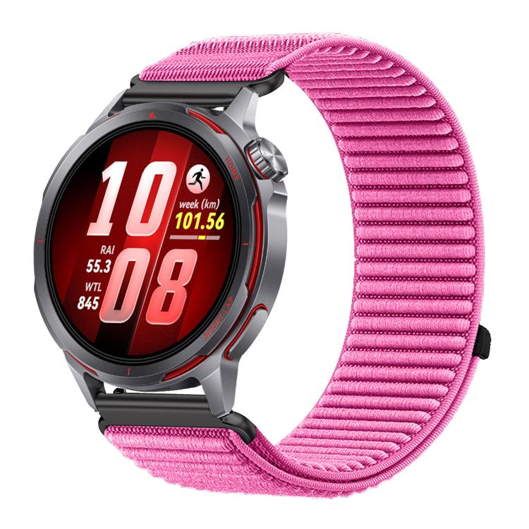 Cinturino per orologio in nylon intrecciato con chiusura a strappo e interfaccia metallica., For Huawei Watch GT Runner 2