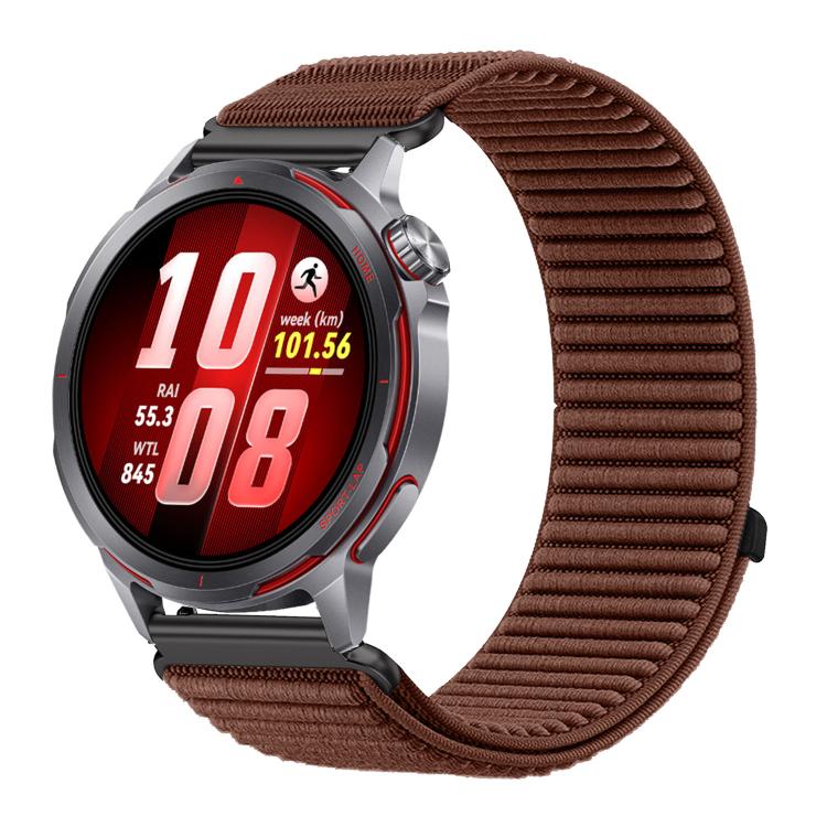 Cinturino per orologio in nylon intrecciato con chiusura a strappo e interfaccia metallica., For Huawei Watch GT Runner 2