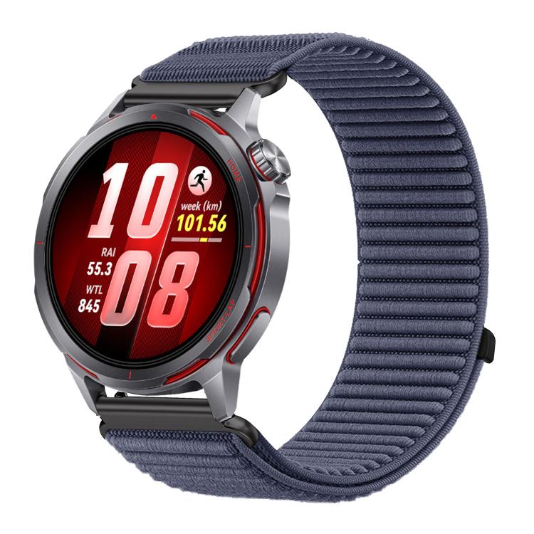 Cinturino per orologio in nylon intrecciato con chiusura a strappo e interfaccia metallica., For Huawei Watch GT Runner 2