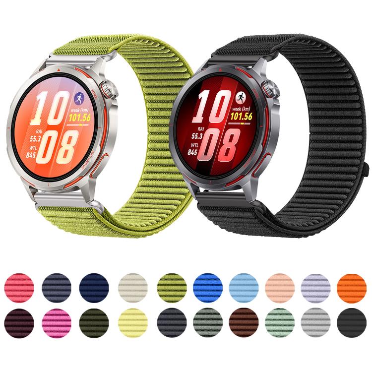 Cinturino per orologio in nylon intrecciato con chiusura a strappo e interfaccia metallica., For Huawei Watch GT Runner 2