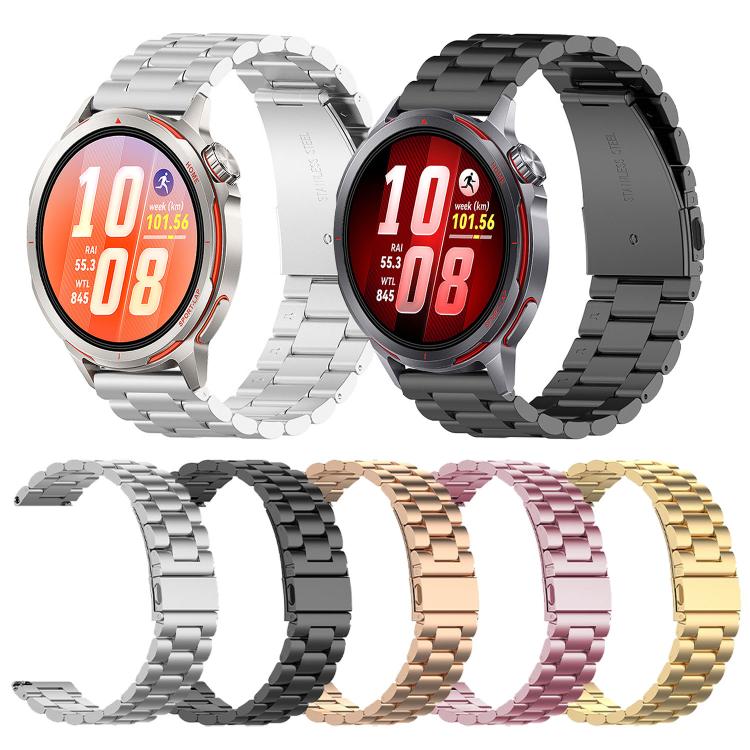 Cinturino per orologio in acciaio inossidabile con chiusura pieghevole a tre perline, For Huawei Watch GT Runner 2