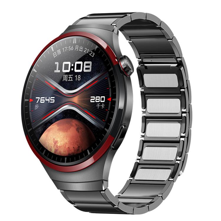 Cinturino per orologio in acciaio inossidabile con pulsante a pressione senza soluzione di continuità e tre perline magnetiche., For Huawei Watch 4 Pro