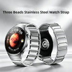 Cinturino per orologio in acciaio inossidabile con pulsante a pressione senza soluzione di continuità e tre perline magnetiche., For Huawei Watch 4 Pro