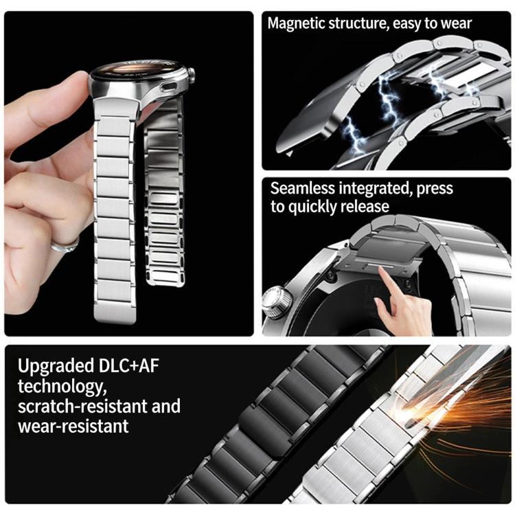 Cinturino per orologio in acciaio inossidabile con pulsante a pressione senza soluzione di continuità e tre perline magnetiche., For Huawei Watch 4 Pro