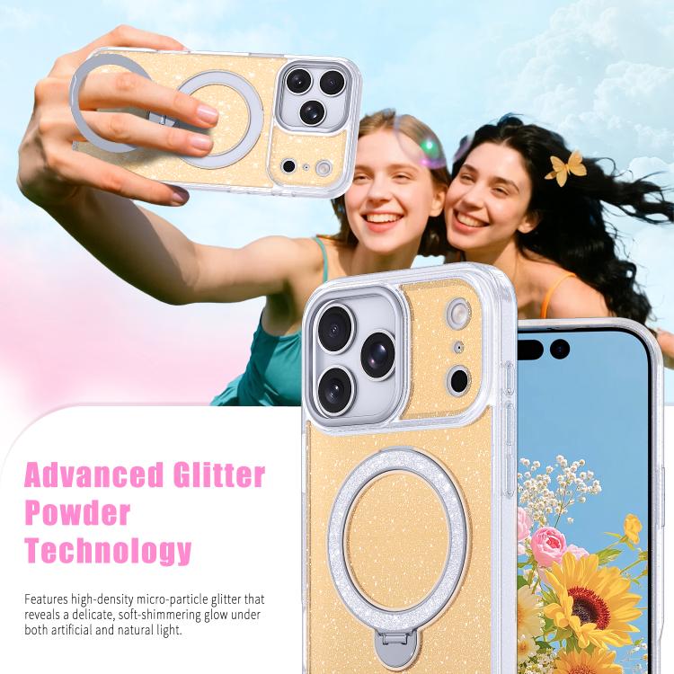 Custodia per telefono con supporto magnetico glitterato a forma di stella, For iPhone 18 Pro / 17 Pro, For iPhone 18 Pro Max / 17 Pro Max, For iPhone 17