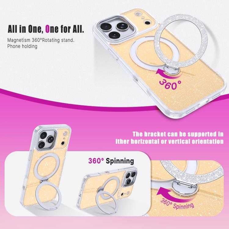 Custodia per telefono con supporto magnetico glitterato a forma di stella, For iPhone 18 Pro / 17 Pro, For iPhone 18 Pro Max / 17 Pro Max, For iPhone 17