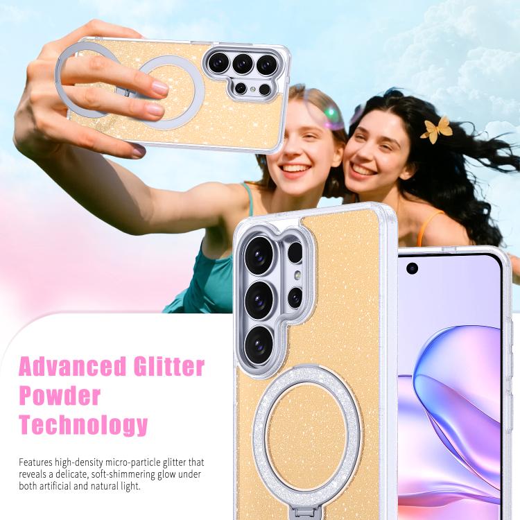 Custodia per telefono con supporto magnetico glitterato a forma di stella, For Samsung Galaxy S26 Ultra 5G