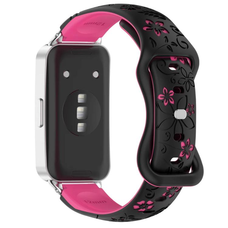 Cinturino per orologio bicolore con fibbia a rovescio floreale incisa al laser., For Huawei Band 11 / Band 11 Pro