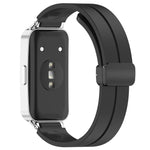 Cinturino per orologio in silicone tinta unita con chiusura magnetica pieghevole nera., For Huawei Band 11 / Band 11 Pro
