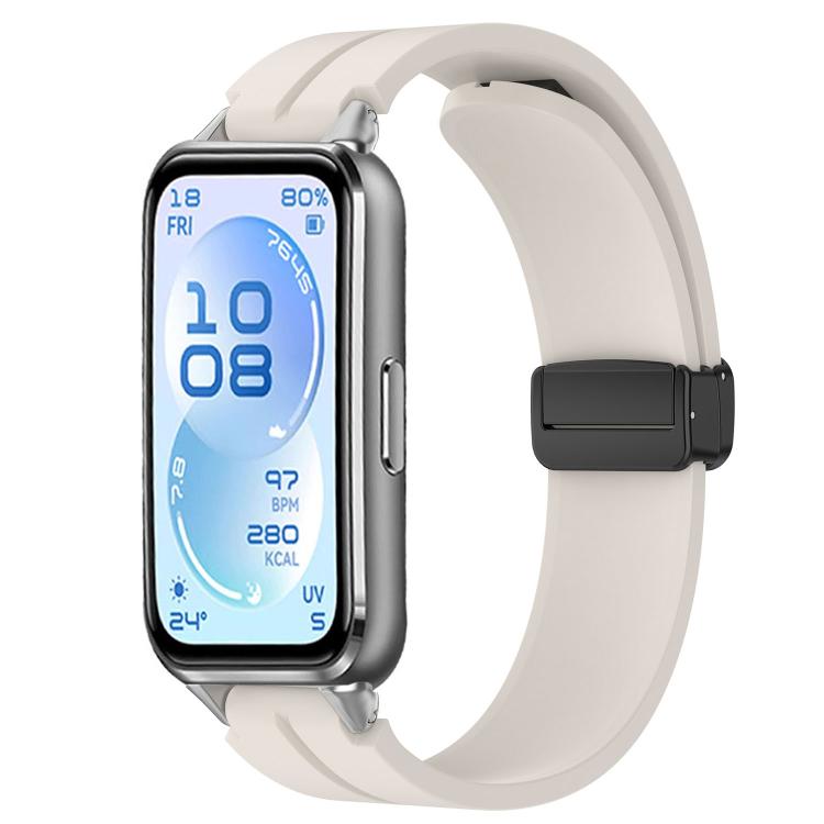 Cinturino per orologio in silicone tinta unita con chiusura magnetica pieghevole nera., For Huawei Band 11 / Band 11 Pro