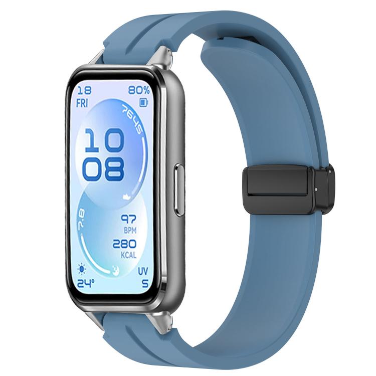 Cinturino per orologio in silicone tinta unita con chiusura magnetica pieghevole nera., For Huawei Band 11 / Band 11 Pro