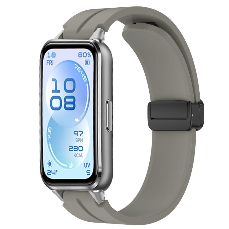 Cinturino per orologio in silicone tinta unita con chiusura magnetica pieghevole nera., For Huawei Band 11 / Band 11 Pro