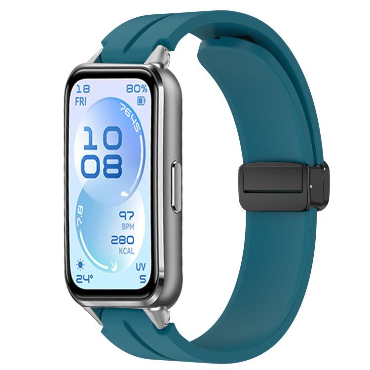 Cinturino per orologio in silicone tinta unita con chiusura magnetica pieghevole nera., For Huawei Band 11 / Band 11 Pro