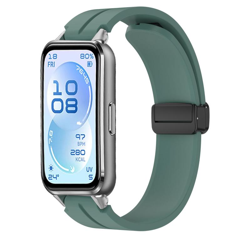 Cinturino per orologio in silicone tinta unita con chiusura magnetica pieghevole nera., For Huawei Band 11 / Band 11 Pro