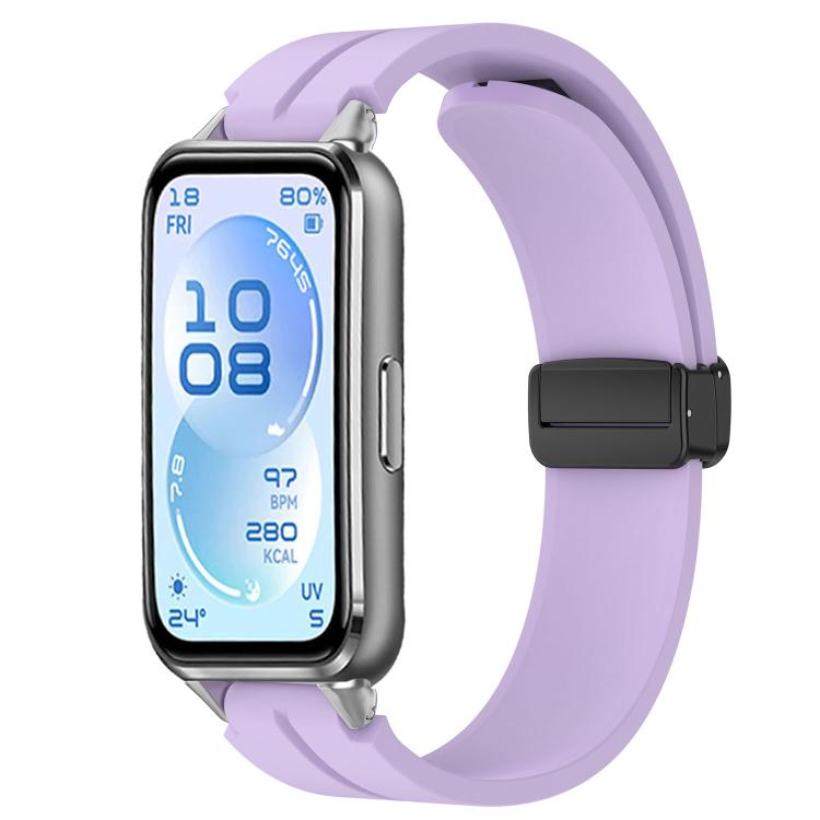 Cinturino per orologio in silicone tinta unita con chiusura magnetica pieghevole nera., For Huawei Band 11 / Band 11 Pro
