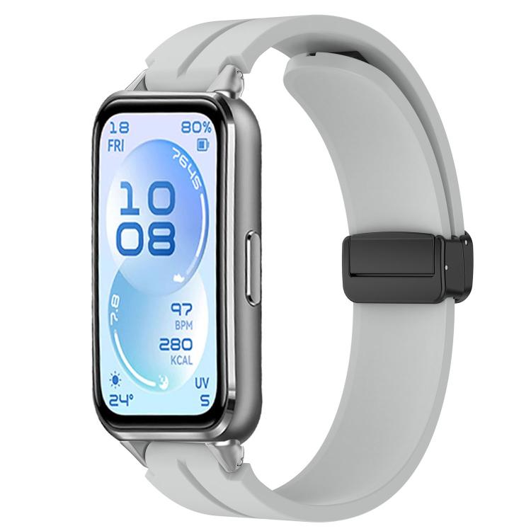 Cinturino per orologio in silicone tinta unita con chiusura magnetica pieghevole nera., For Huawei Band 11 / Band 11 Pro