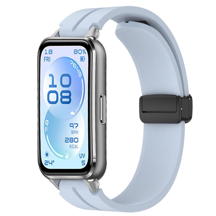 Cinturino per orologio in silicone tinta unita con chiusura magnetica pieghevole nera., For Huawei Band 11 / Band 11 Pro