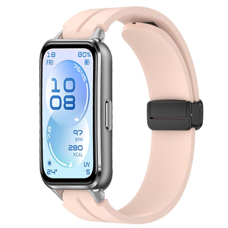 Cinturino per orologio in silicone tinta unita con chiusura magnetica pieghevole nera., For Huawei Band 11 / Band 11 Pro