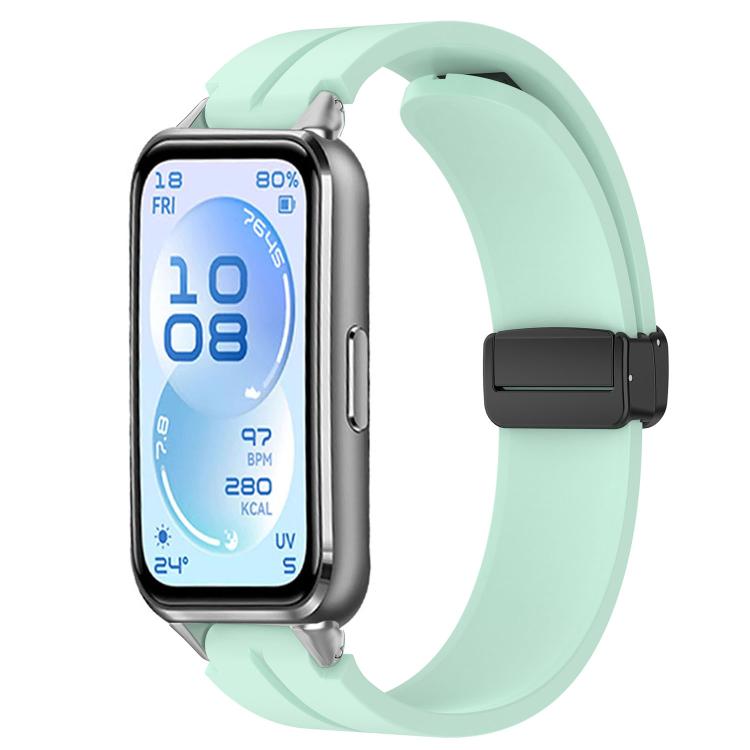 Cinturino per orologio in silicone tinta unita con chiusura magnetica pieghevole nera., For Huawei Band 11 / Band 11 Pro
