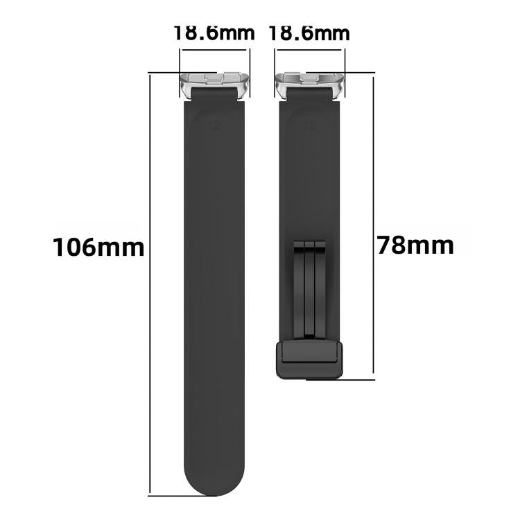 Cinturino per orologio in silicone tinta unita con chiusura magnetica pieghevole nera., For Huawei Band 11 / Band 11 Pro