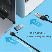 HC-78 USB-C / USB-A to USB3.0 / 2.0 RJ45 Network Card Splitter 4 in 1 Hub Ethernet Adapter, HC-78