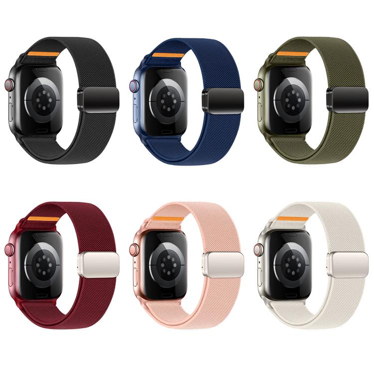 Cinturino per orologio in nylon con doppia fibbia magnetica e cucitura singola., For Apple Watch 49mm / 46mm / 45mm / 44mm, For Apple Watch 42mm / 41mm / 40mm / 38mm