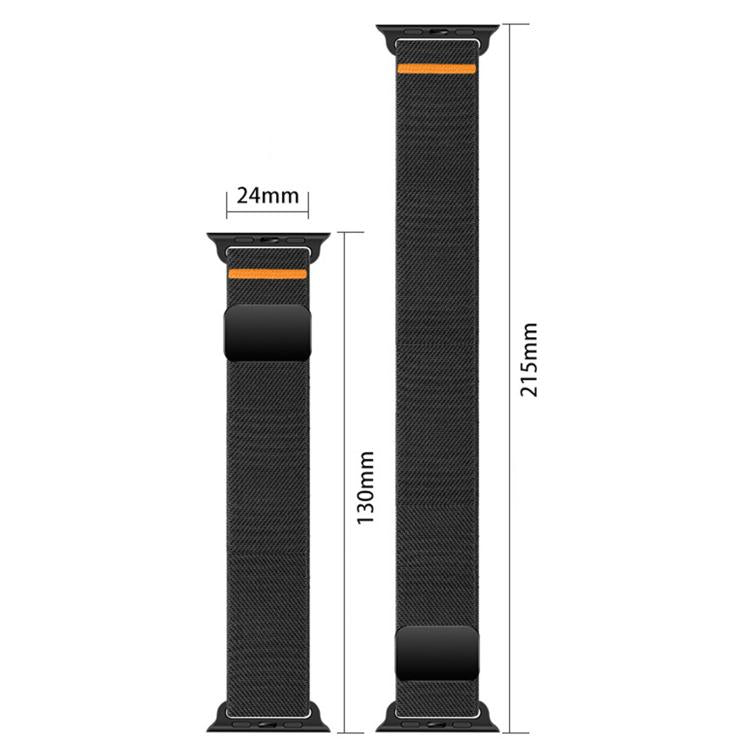 Cinturino per orologio in nylon con doppia fibbia magnetica e cucitura singola., For Apple Watch 49mm / 46mm / 45mm / 44mm, For Apple Watch 42mm / 41mm / 40mm / 38mm