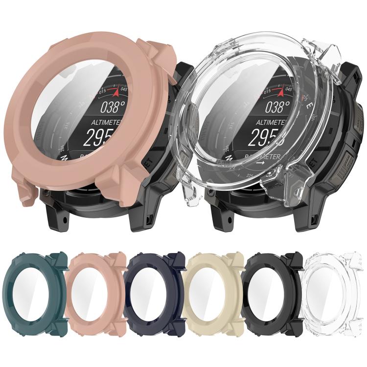 Custodia protettiva per orologio con pellicola temperata integrata in PC., For Garmin Instinct 3 AMOLED / Solar 50mm, For Garmin Instinct 3 AMOLED / Solar 45mm