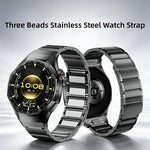 Cinturino per orologio in acciaio inossidabile con pulsante a pressione senza soluzione di continuità e tre perline magnetiche., For Huawei Watch GT 6 Pro