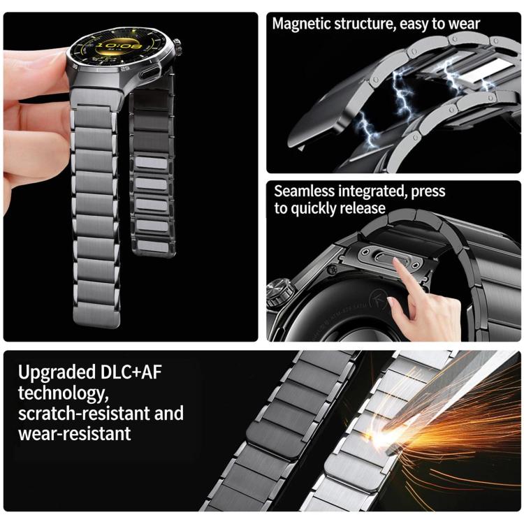 Cinturino per orologio in acciaio inossidabile con pulsante a pressione senza soluzione di continuità e tre perline magnetiche., For Huawei Watch GT 6 Pro
