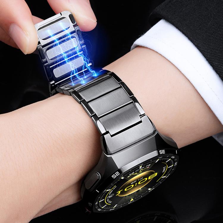 Cinturino per orologio in acciaio inossidabile con pulsante a pressione senza soluzione di continuità e tre perline magnetiche., For Huawei Watch GT 6 Pro