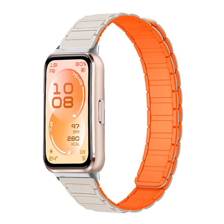 Cinturino per orologio sottile in silicone magnetico a forma di I con tre perline., For Huawei Band 11 / Band 11 Pro