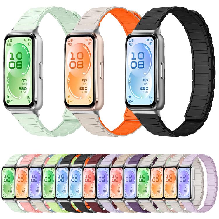 Cinturino per orologio sottile in silicone magnetico a forma di I con tre perline., For Huawei Band 11 / Band 11 Pro