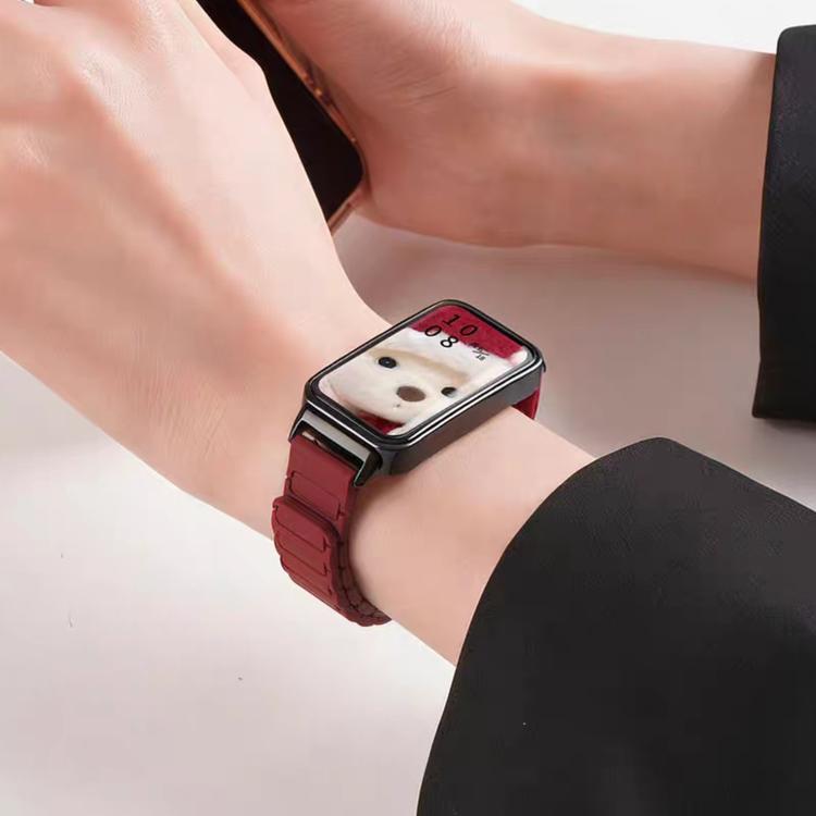 Cinturino per orologio sottile in silicone magnetico a forma di I con tre perline., For Huawei Band 11 / Band 11 Pro