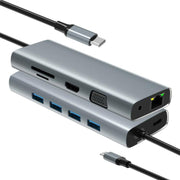 HC-84Q HD VGA RJ45 Ethernet Port Expansion Dock PD 60W Charging 11 in 1 USB-C Hub, HC-84Q