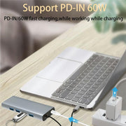 HC-84Q HD VGA RJ45 Ethernet Port Expansion Dock PD 60W Charging 11 in 1 USB-C Hub, HC-84Q