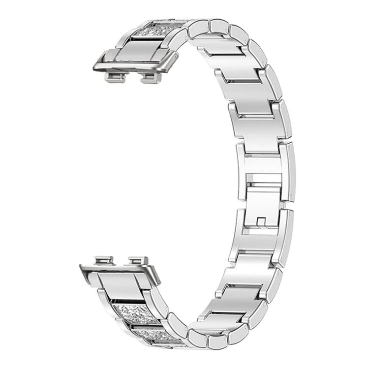Cinturino per orologio in metallo con tre perline e diamanti incastonati, For Huawei Band 11 / Band 11 Pro