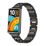 Cinturino per orologio in metallo con tre perline e diamanti incastonati, For Huawei Band 11 / Band 11 Pro