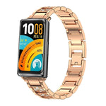 Cinturino per orologio in metallo con tre perline e diamanti incastonati, For Huawei Band 11 / Band 11 Pro