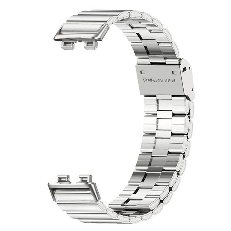 Cinturino per orologio in acciaio inossidabile con fibbia a scatto in bambù., For Huawei Band 11 / Band 11 Pro