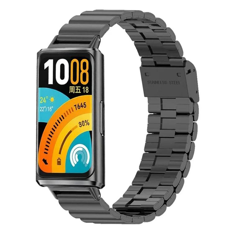 Cinturino per orologio in acciaio inossidabile con fibbia a scatto in bambù., For Huawei Band 11 / Band 11 Pro