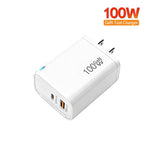 Caricabatterie PD47 GaN da 100 W con porta PD Type-C e QC3.0 USB, cavo dati da USB-C a USB-C, spina USA., US Plug