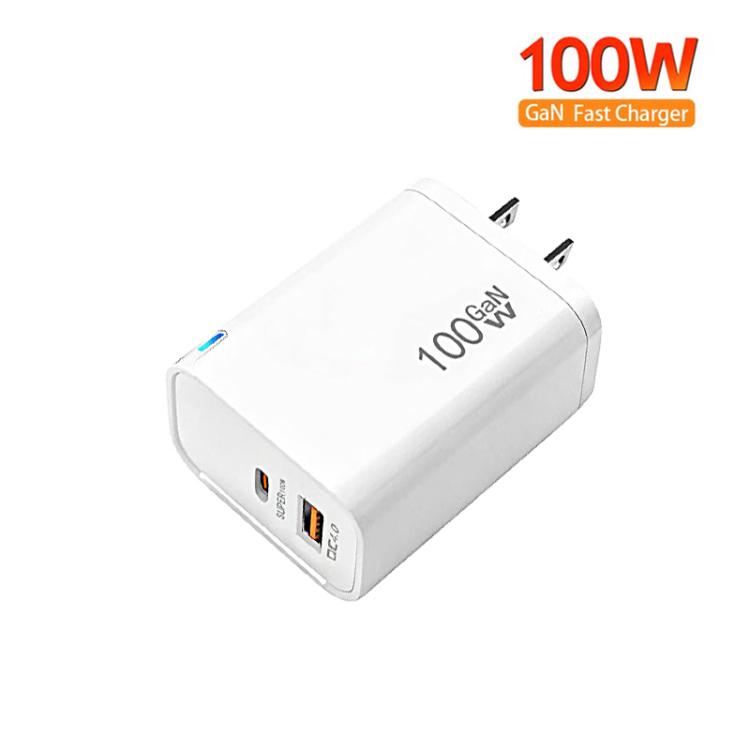 Caricabatterie PD47 GaN da 100 W con porta PD Type-C e QC3.0 USB, cavo dati da USB-C a USB-C, spina USA., US Plug