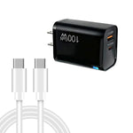 Caricabatterie PD47 GaN da 100 W con porta PD Type-C e QC3.0 USB, cavo dati da USB-C a USB-C, spina USA., US Plug