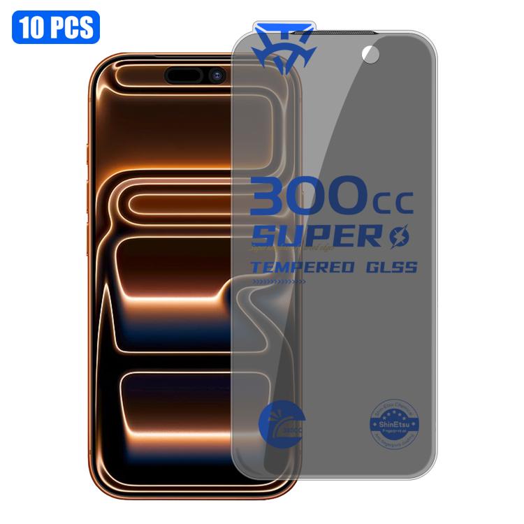 10 pezzi 300cc Grande Arco Antistatico Corning Gorilla Pellicola per Vetro Temperato Privacy, For iPhone 17 Pro Max, For iPhone 17 Pro, For iPhone 17, For iPhone Air, For iPhone 16 Pro Max, For iPhone 16 Pro, For iPhone 16 Plus, For iPhone 16          ...