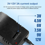 Adattatore di alimentazione universale regolabile in tensione 110 da 220 V a 12 V 3 V 4,5 V 6 V 7,5 V 9 V Adattatore CA CC Adattatore di alimentazione 3A Max 12 Volt, US, EU